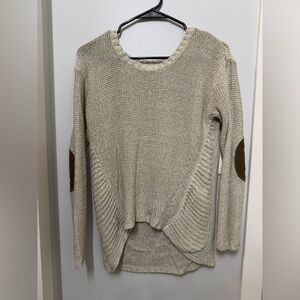 Alya Cream Sweater with Brown Elbow Patches